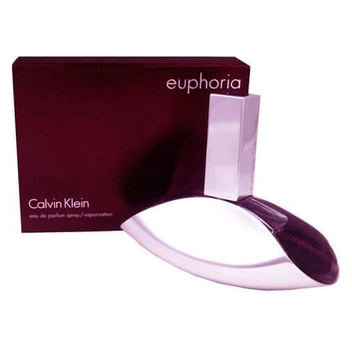 Women's Euphoria perfume spray bottle and box, dark purple with clear cap