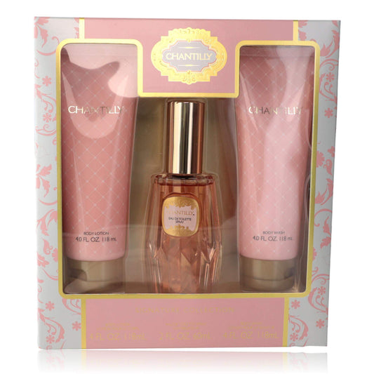 3-piece set for women: two pink lotion tubes and a clear perfume bottle