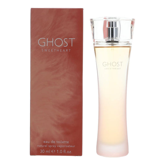 Eau de toilette spray bottle with clear cap and pale yellow liquid, plus product box.