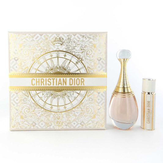 J'adore by Christian Dior 2-piece perfume gift set: box, bottle, and travel spray