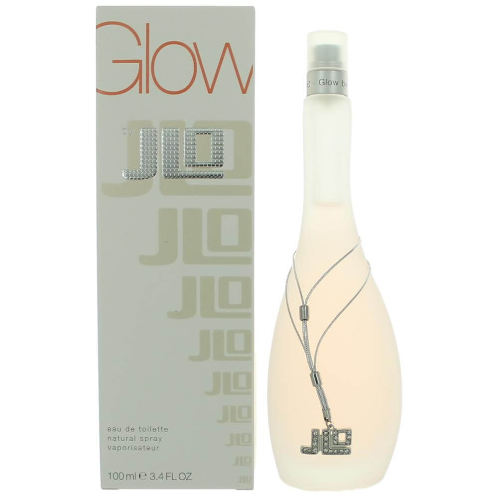 Glow by J.Lo eau de toilette spray bottle with pale liquid and cardboard box