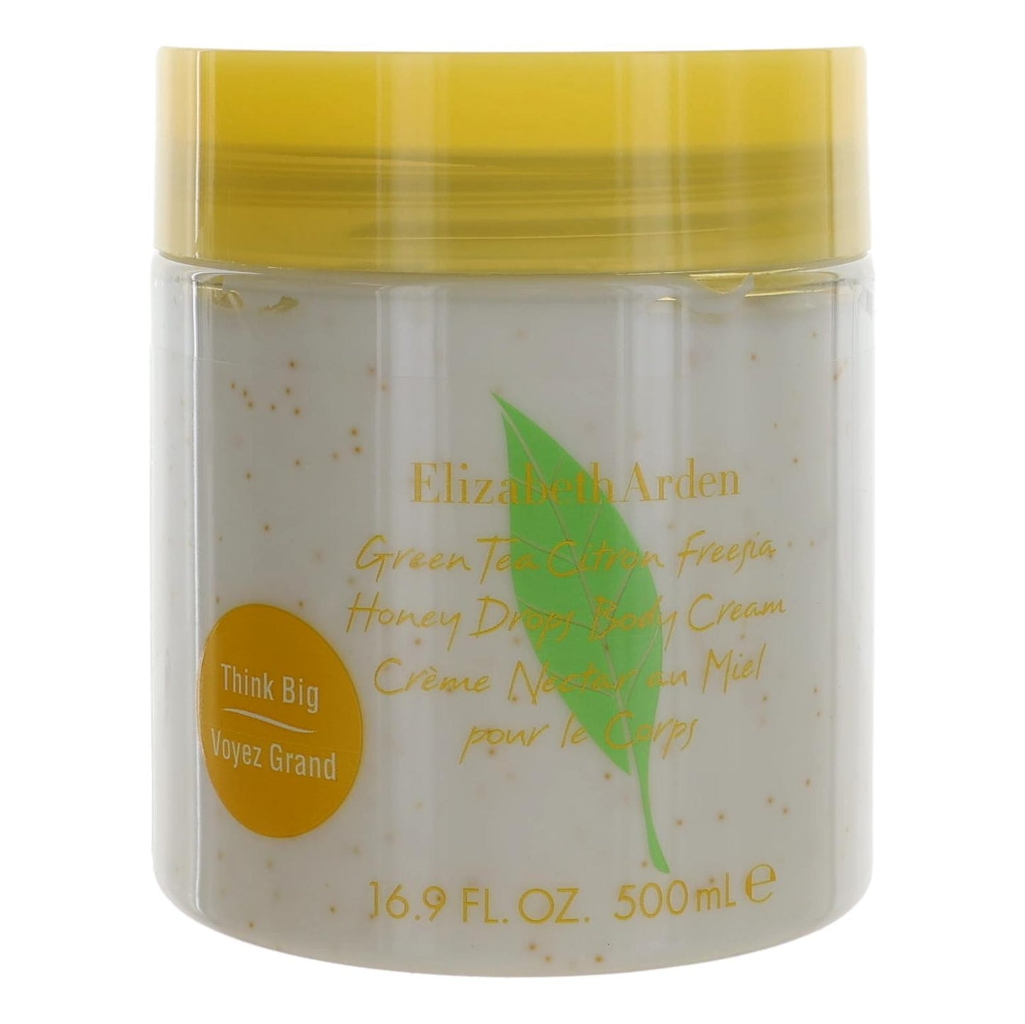 Elizabeth Arden Green Tea Citron Freesia body cream jar with yellow lid, 16.9 fl oz