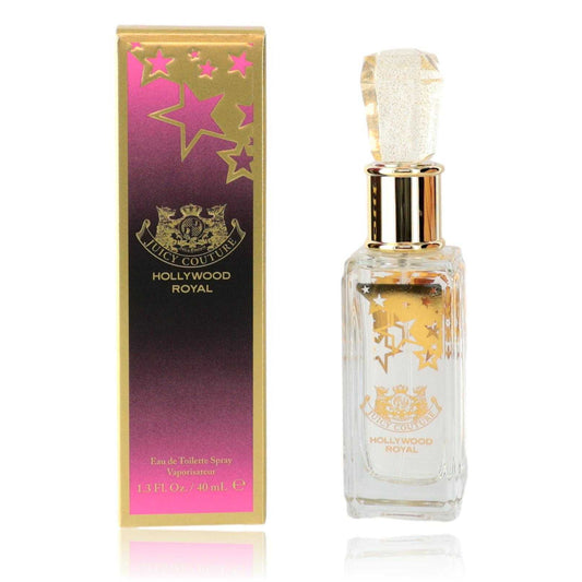 Hollywood Royal by Juicy Couture Eau de Toilette spray bottle with matching box, gold stars