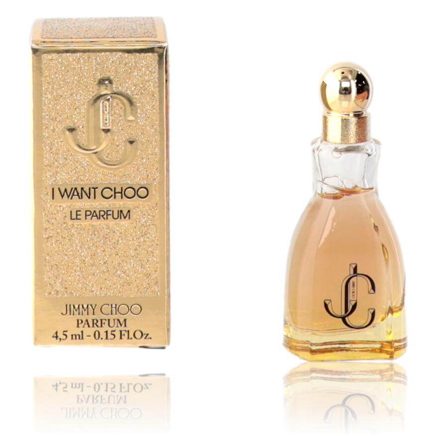 Jimmy Choo I Want Choo parfum splash bottle with gold glitter box, 4.5 ml