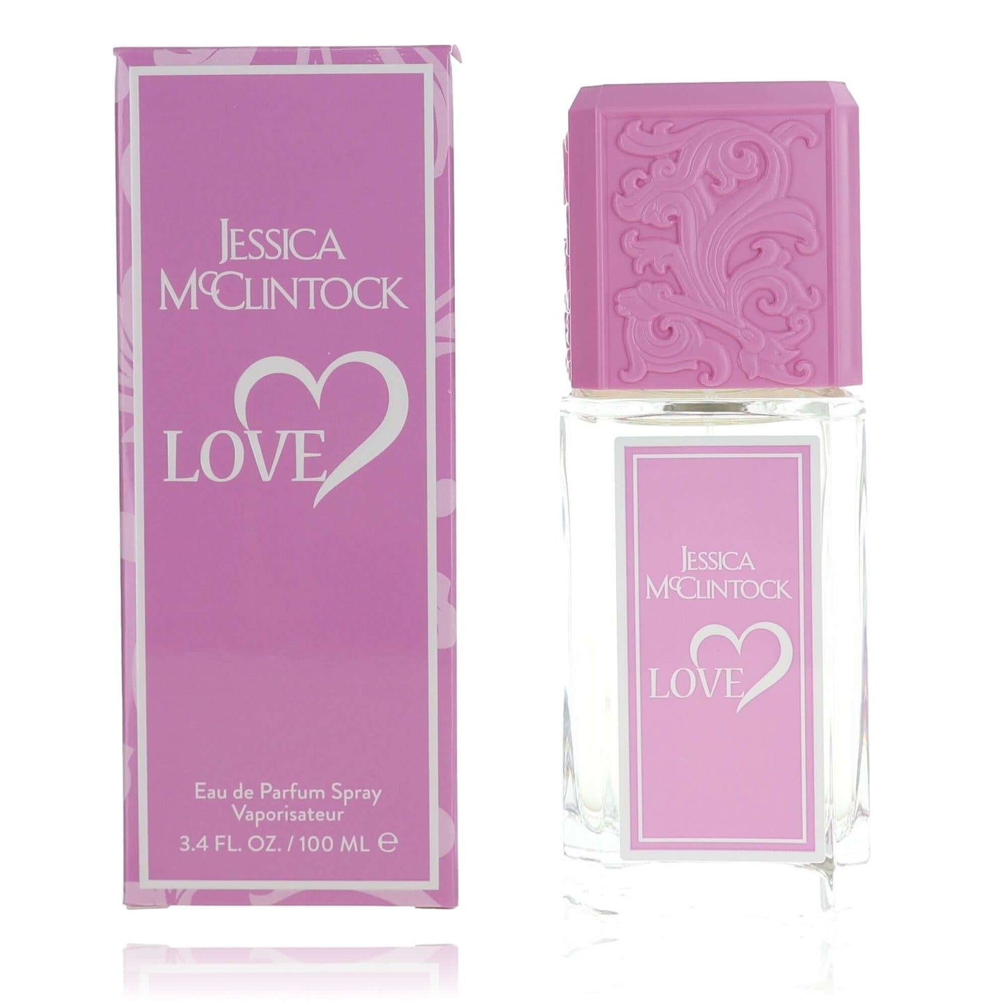 Jessica McClintock Love eau de parfum spray with pink bottle and box, 3.4 oz