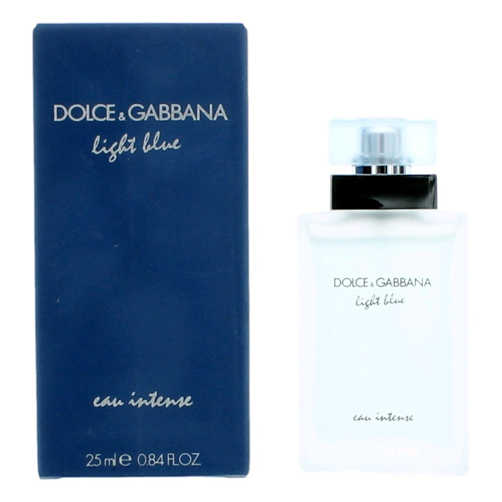 Dolce & Gabbana Light Blue Eau Intense womenâs perfume box and bottle, 25mL