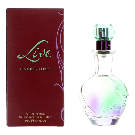 Live by J Lo women's eau de parfum spray, clear glass bottle with green cap