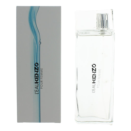 Women’s EDT spray perfume, clear bottle with silver cap, L'eau Kenzo box