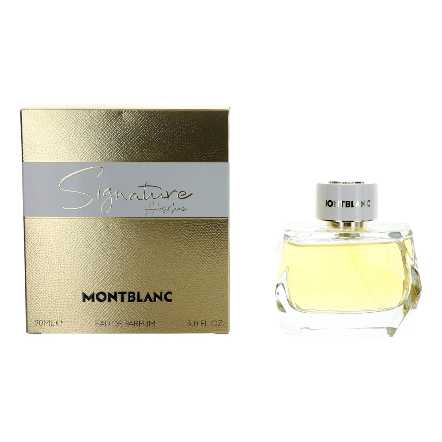 Women's Mont Blanc eau de parfum spray with yellow bottle and gold cap, in box