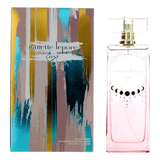 Nanette Lepore Luna women's eau de parfum spray with glass bottle and pink liquid