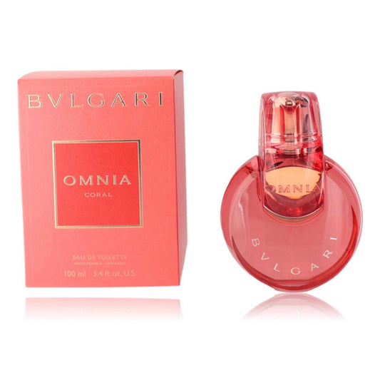 Women's coral pink Eau de Toilette spray bottle with matching box