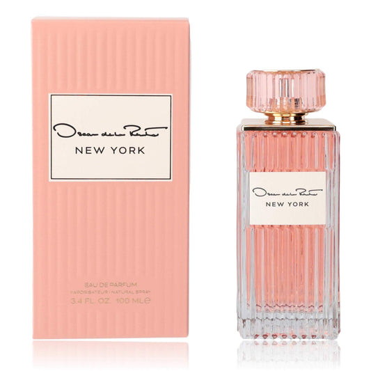 Oscar New York by Oscar De La Renta, 3.3 oz EDP Spray for Women with elegant pink packaging and signature bottle design.