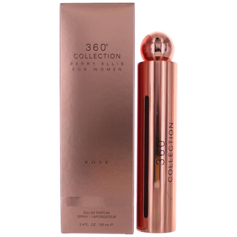 Women's 360 Collection Rose eau de parfum spray, rose-gold bottle with cap and box