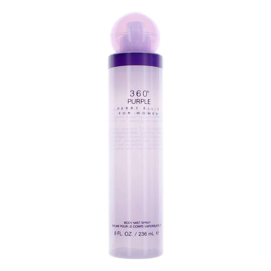 Perry Ellis 360 Purple by Perry Ellis, 8 oz Body Mist Spray for Women in a clear bottle with purple accents.
