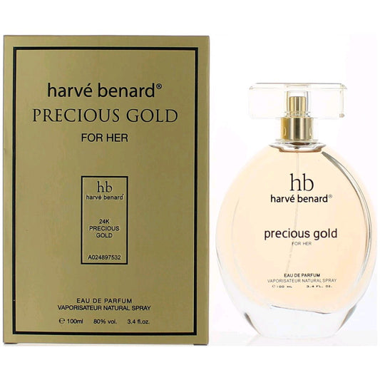 Harvé benard Precious Gold EDP spray for her with glass perfume bottle and box