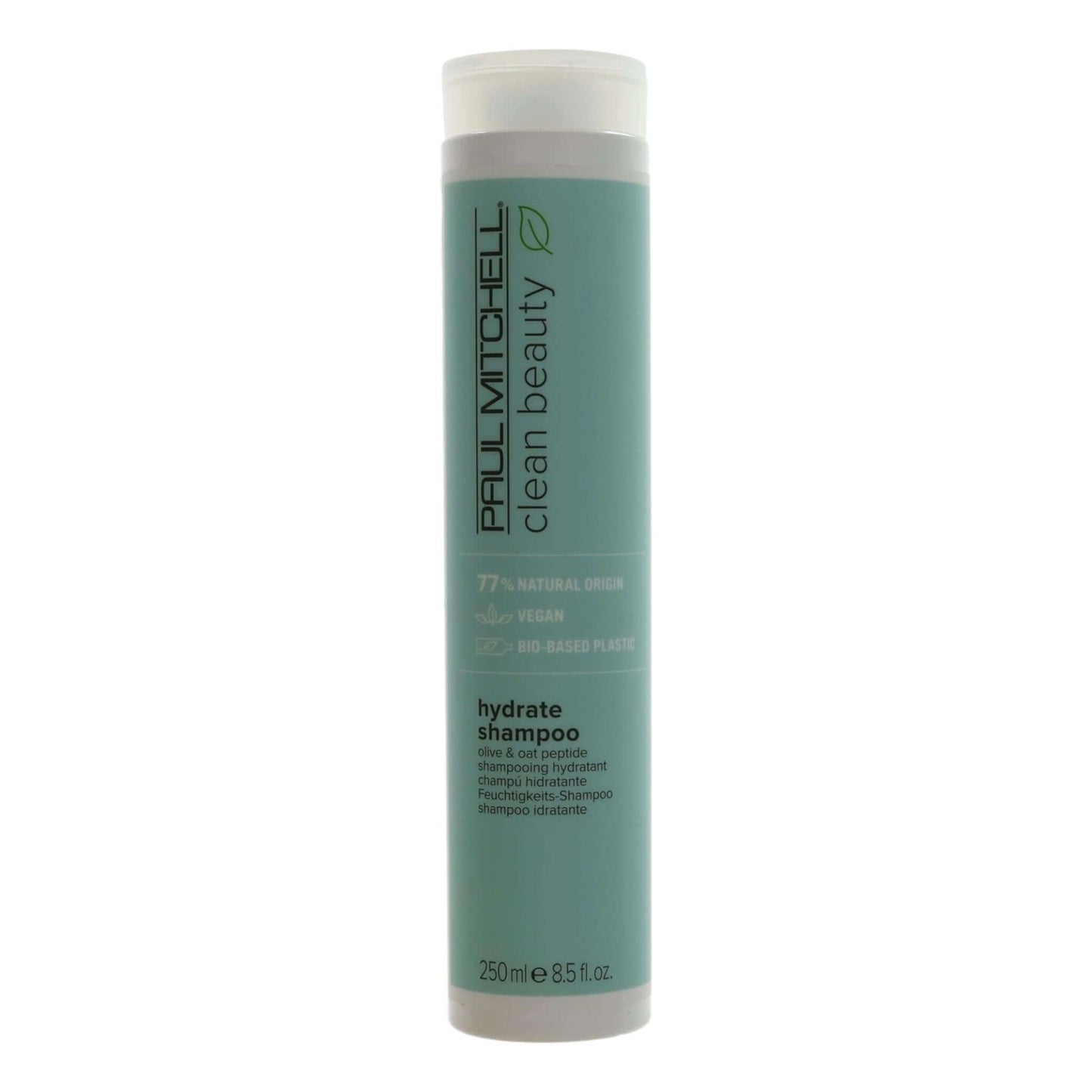 Paul Mitchell Clean Beauty hydrate shampoo bottle, teal label with white cap