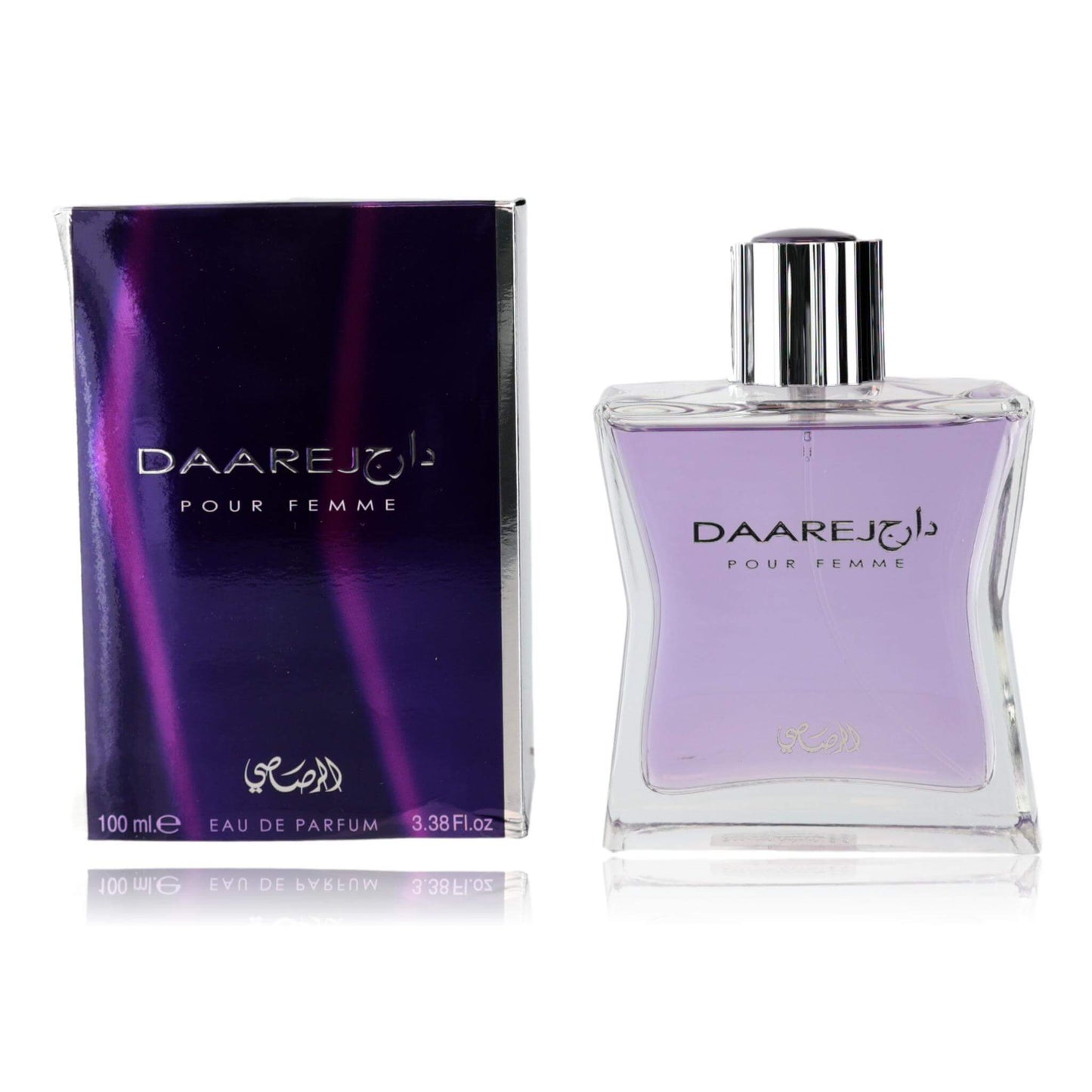Women’s eau de parfum spray bottle with purple box and gold logo detail