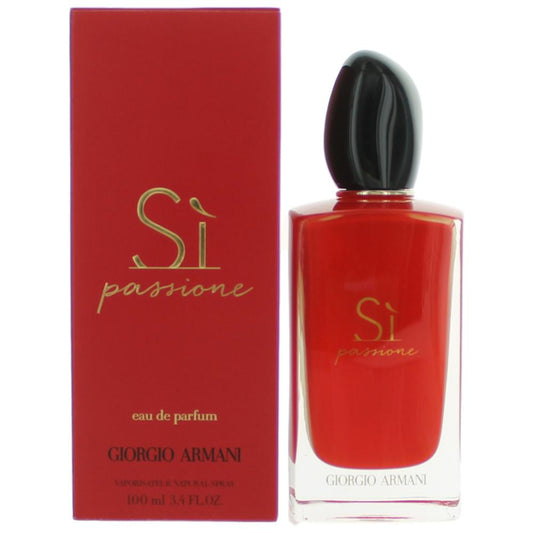 Si Passione by Giorgio Armani perfume: red glass bottle with cap and matching box