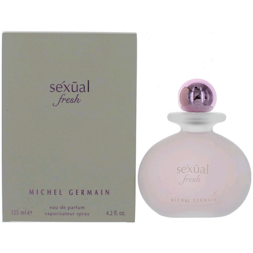 Women’s eau de parfum spray set with rounded glass bottle and matching box