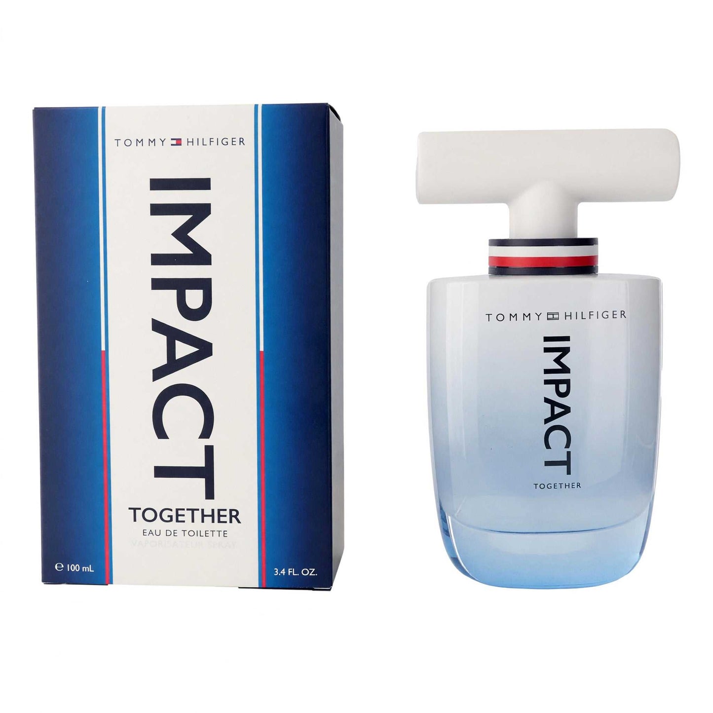 Impact Together EDT spray bottle with light blue liquid and white atomizer cap; boxed