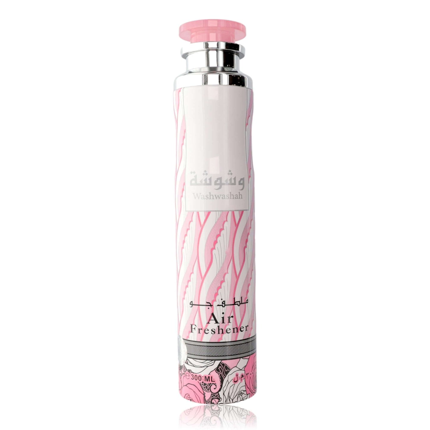 Air freshener bottle with pink cap and pink floral label, 300 mL