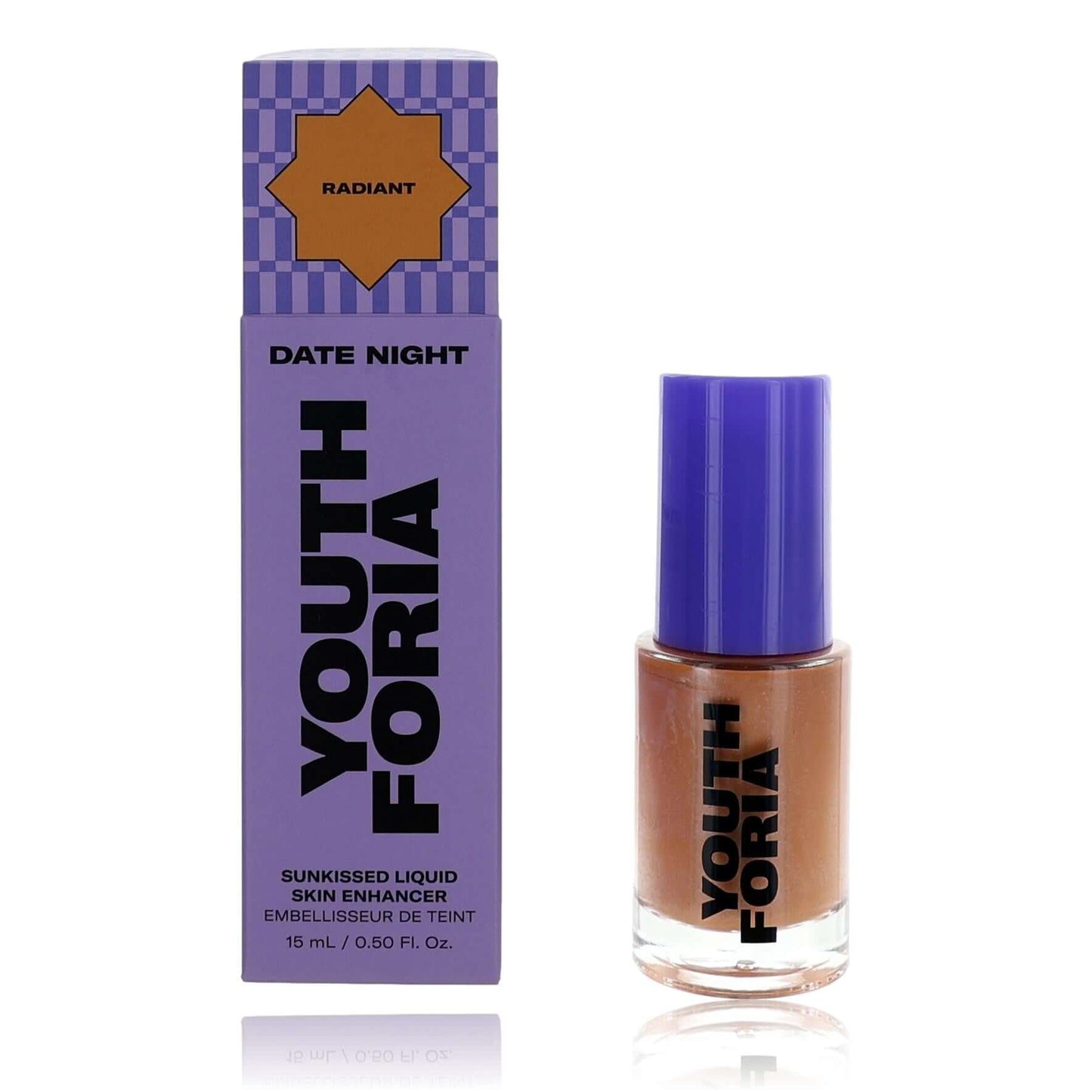 Youthforia Date Night Radiant liquid skin enhancer, brown tinted dropper bottle