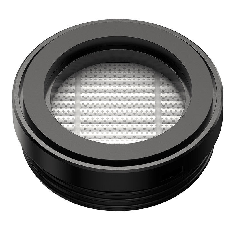 Black ring with a white filter mesh on a white background