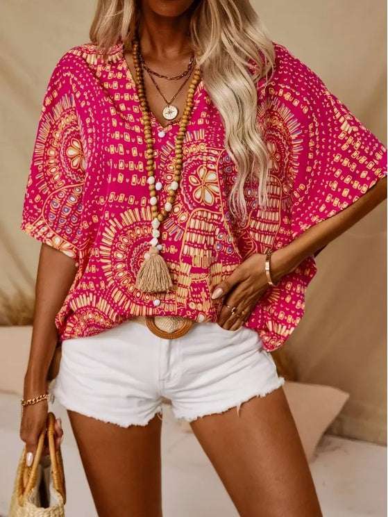Vacation Style Batwing Sleeve Top