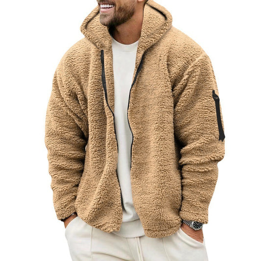 Men's Plush Hooded Fleece Jacket - Double-Sided Plush Hooded Jacket Men's Autumn And Win | Ectron Online