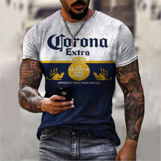Retro Style Casual T-shirt Street Fashion Men's Printed Loose Short Sleeve