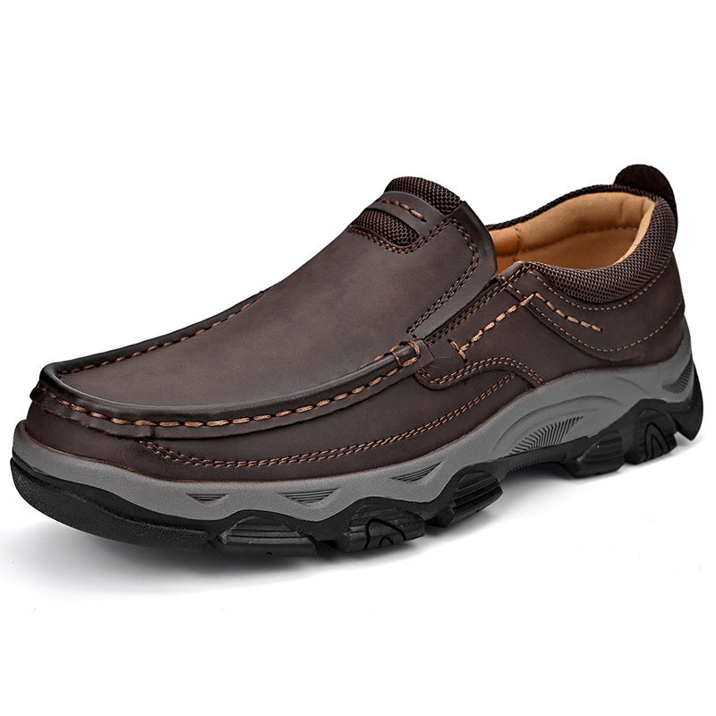 Male PU Plus Size Leather Shoes Outdoor Hiking Shoes