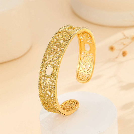 Luxury Gold Bracelet with Hollowed-Out Lace Flower 1pcs Luxury Style Gold Bracelet Hollowed | Ectron Online