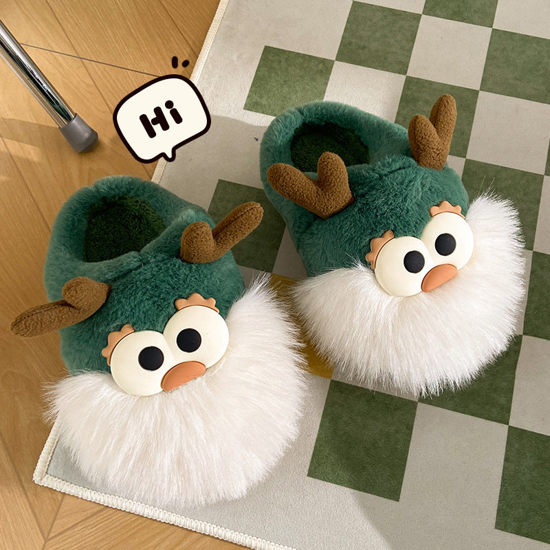 Christmas Deer Slippers – Cute Plush Winter Shoes for Women