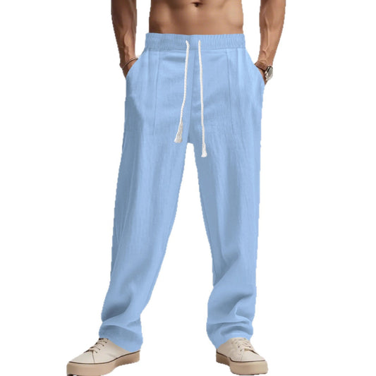 Trendy Men's Wide-Leg Linen Pants New Men's Loose Linen Leisure Wide Leg T | Ectron Online