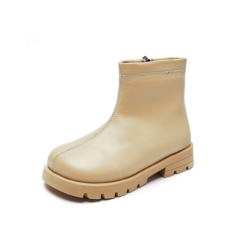 Fashionable All-match Soft-soled Leather Boots