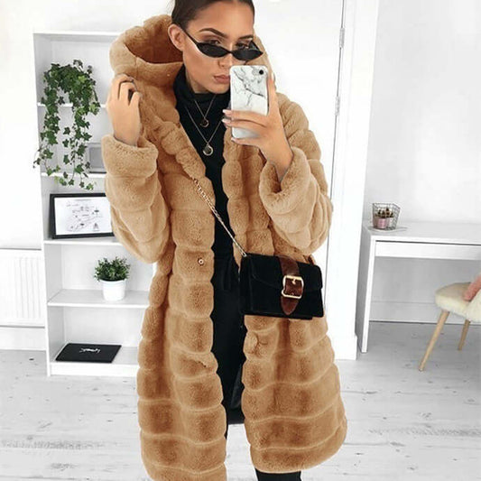 Plush Padded Hooded Faux Mink Short Fur Coat