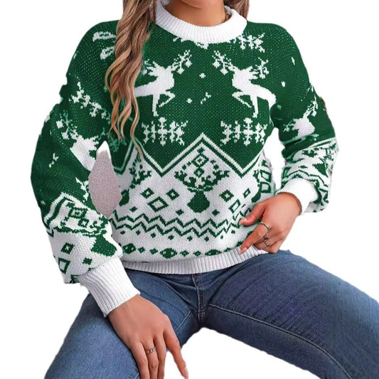 Women's Deer Pattern Christmas Sweater 2025 New Year Autumn Winter Casual Deer | Ectron Online