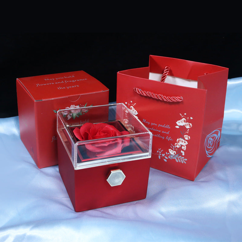 Creative Rotating Rose Jewelry Gift Box