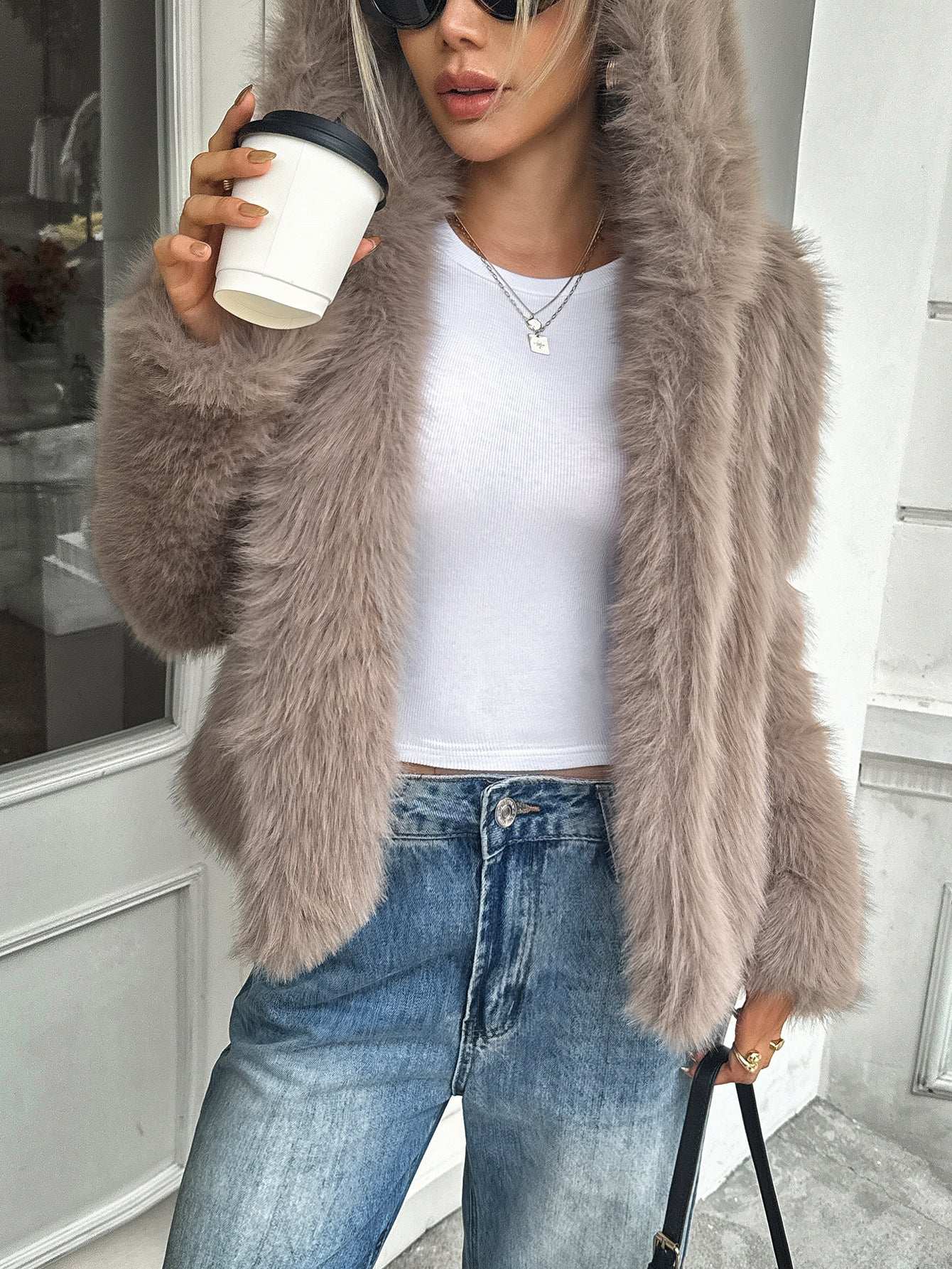 Fleece Long Sleeve Coat Women's Clothing