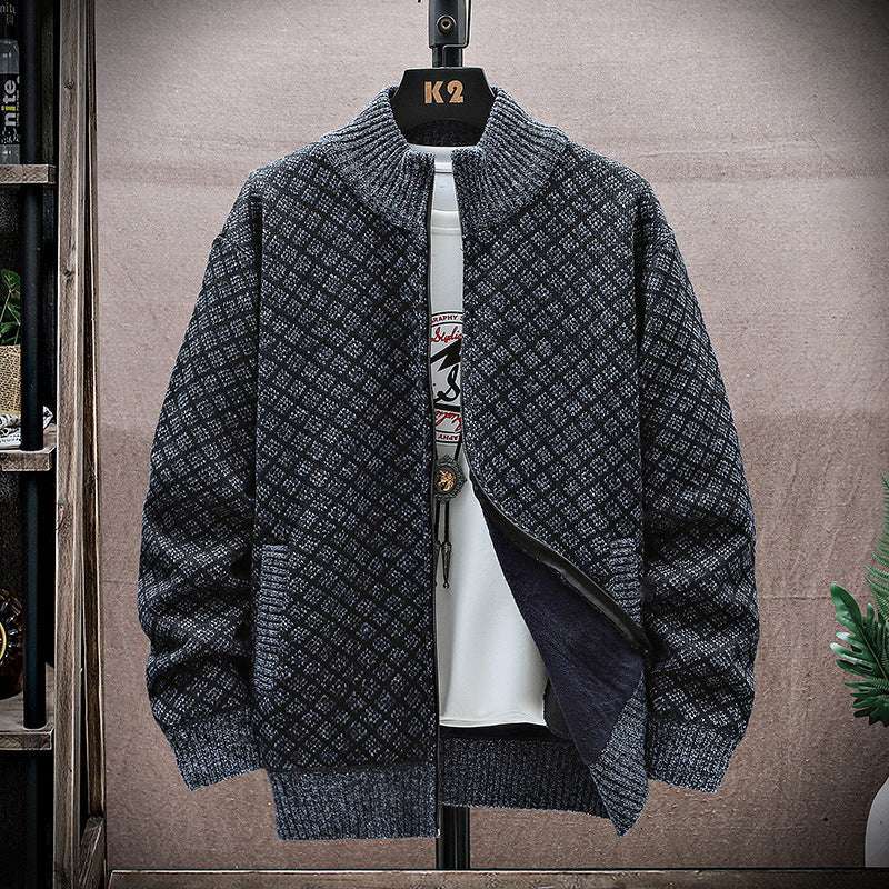 New Men's Casual Zipper Sweater Coat All-matching