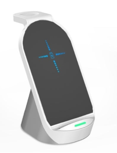 Vertical Three-in-one Wireless Charger 15W Fast Charge Dual-coil Desktop Stand Wireless Charger - Ectron Online