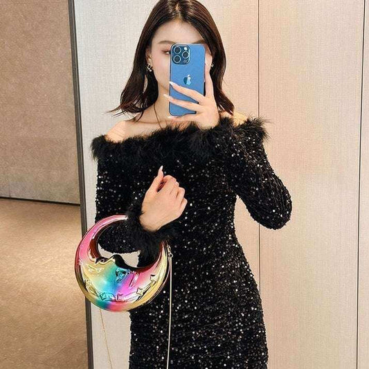 Women's Moon Handbag Niche Creative Shape Shoulder Messenger Bag