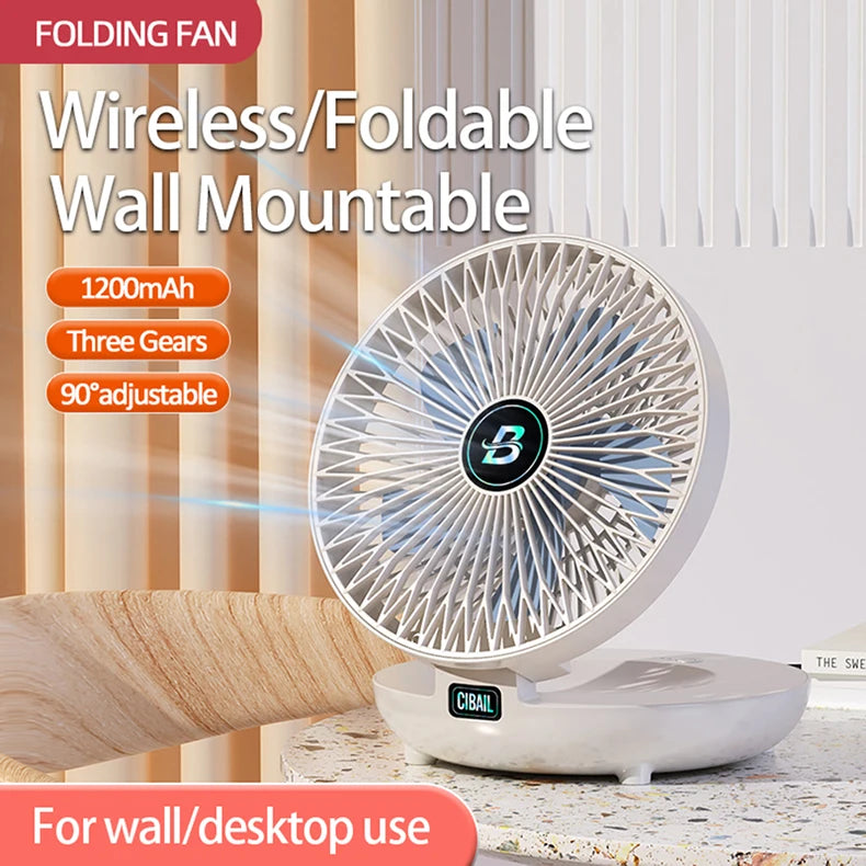 Best Sellers 2IN1 Folding Desktop Fan Portable Air Conditioner Wall Mounted Fan Rechargeable With 3 Gears for Home Office - Ectron Online