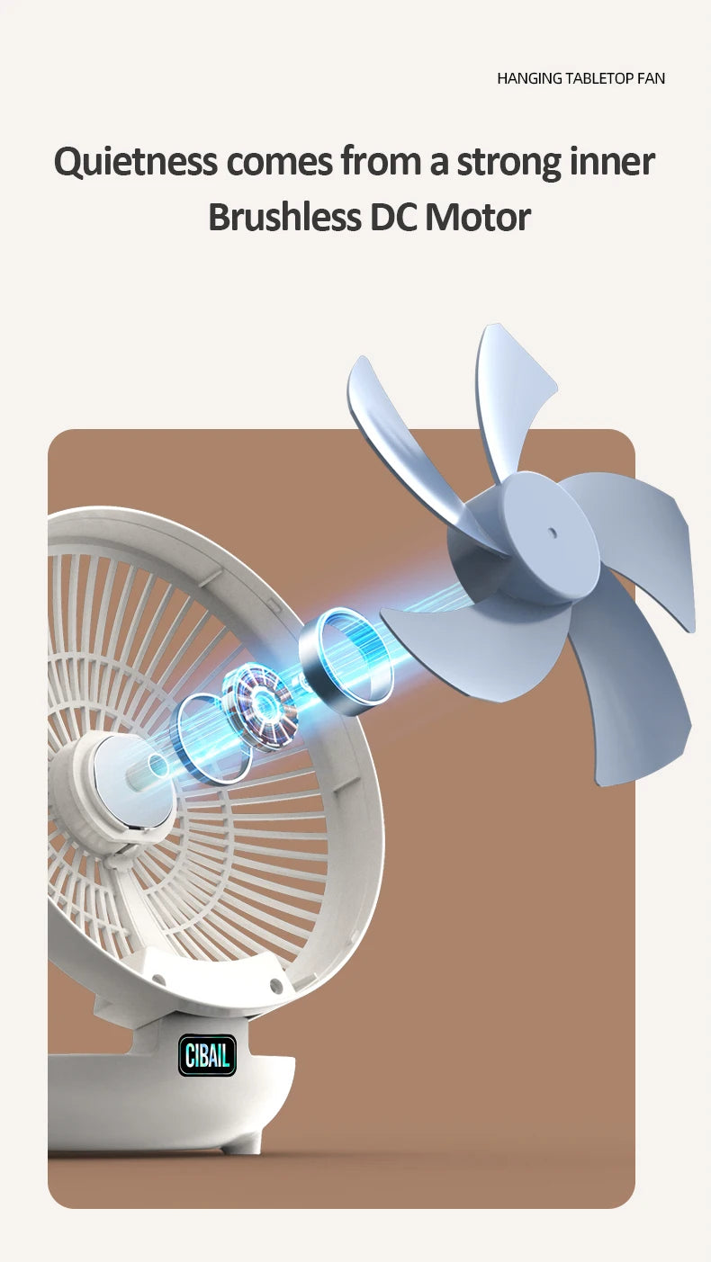Best Sellers 2IN1 Folding Desktop Fan Portable Air Conditioner Wall Mounted Fan Rechargeable With 3 Gears for Home Office - Ectron Online
