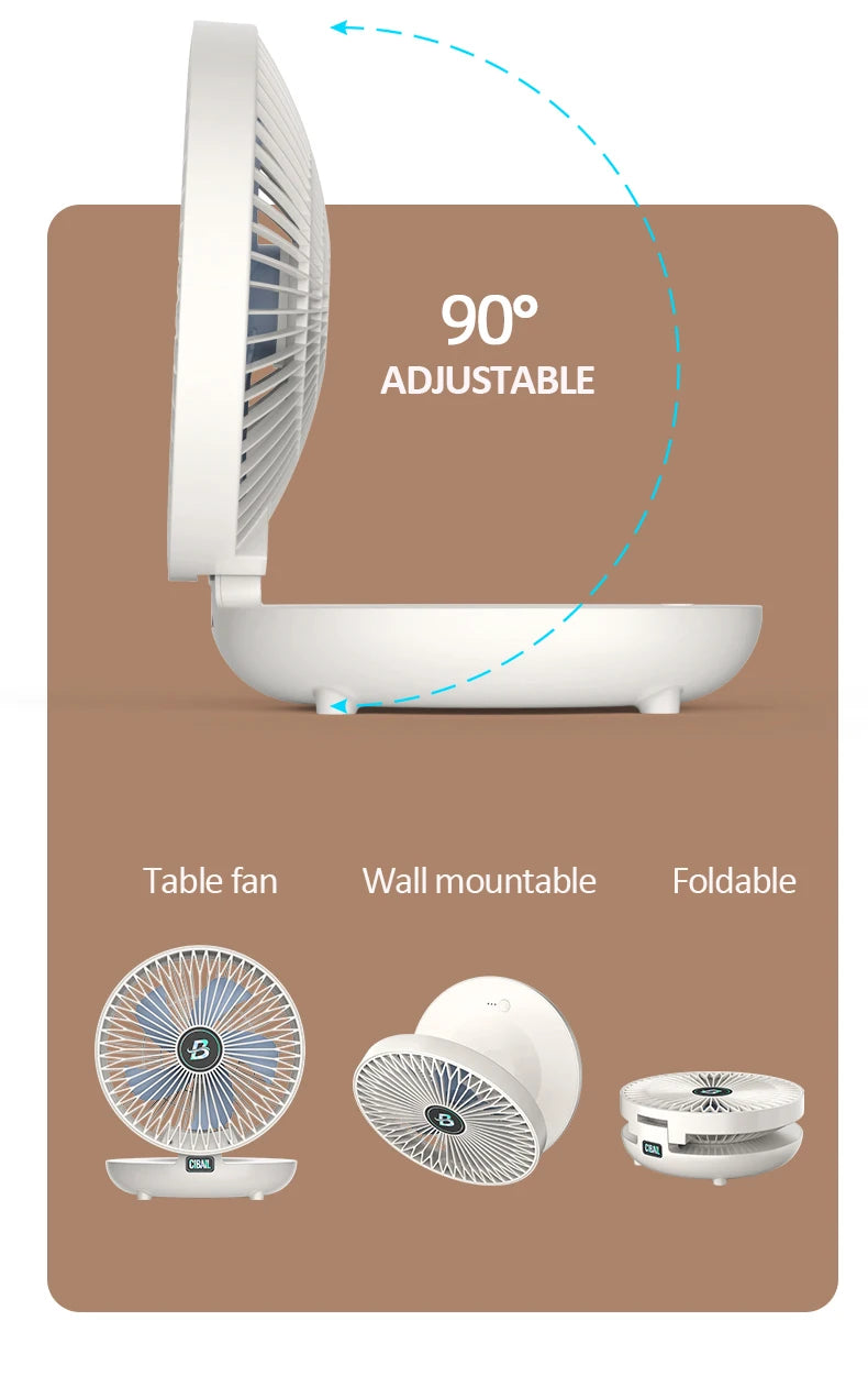 Best Sellers 2IN1 Folding Desktop Fan Portable Air Conditioner Wall Mounted Fan Rechargeable With 3 Gears for Home Office - Ectron Online