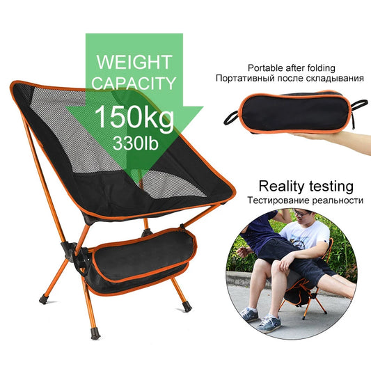 Travel Ultralight Folding Chair Superhard High Load Outdoor Camping Chair Portable Beach Hiking Picnic Seat Fishing Tools Chair - Ectron Online