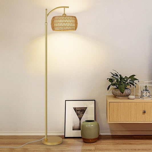 LED Gold Floor Lamp - Stepless Dimmable with Remote Control