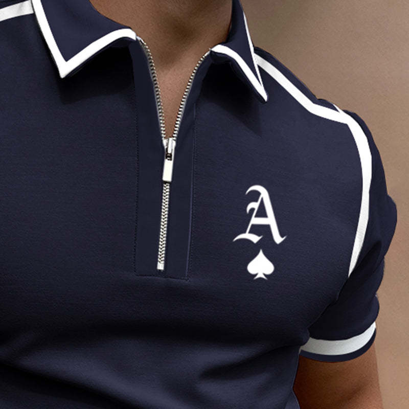 Men’s Colorblock Polo Shirt – Zip Short Sleeve T-Shirt Top POLO Shirt Zip Colorblock Men's T-Shirt | Ectron Online