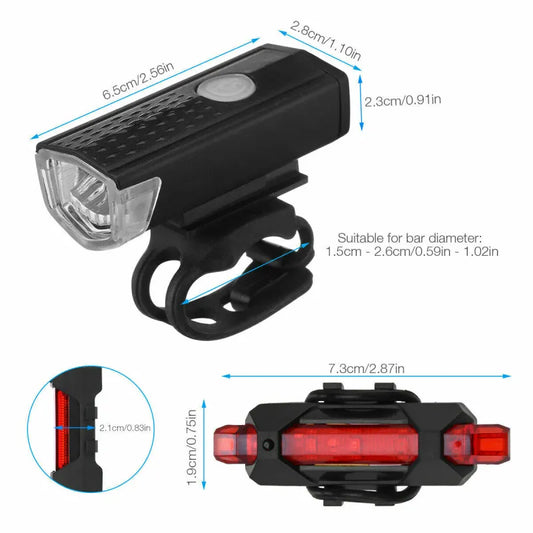 USB Rechargeable LED Bicycle Headlight Bike Head Light Cycling Rear Front Lamp Bike Light Rainproof USB Rechargeable LED bicycle Light - Ectron Online