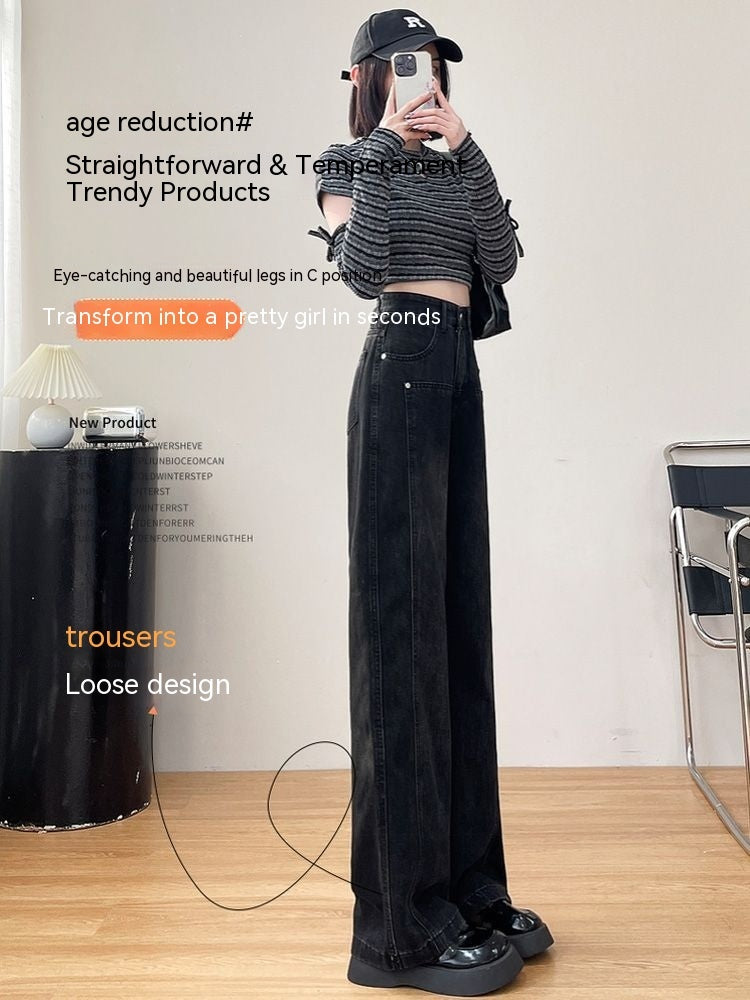 black high waist wide leg pants